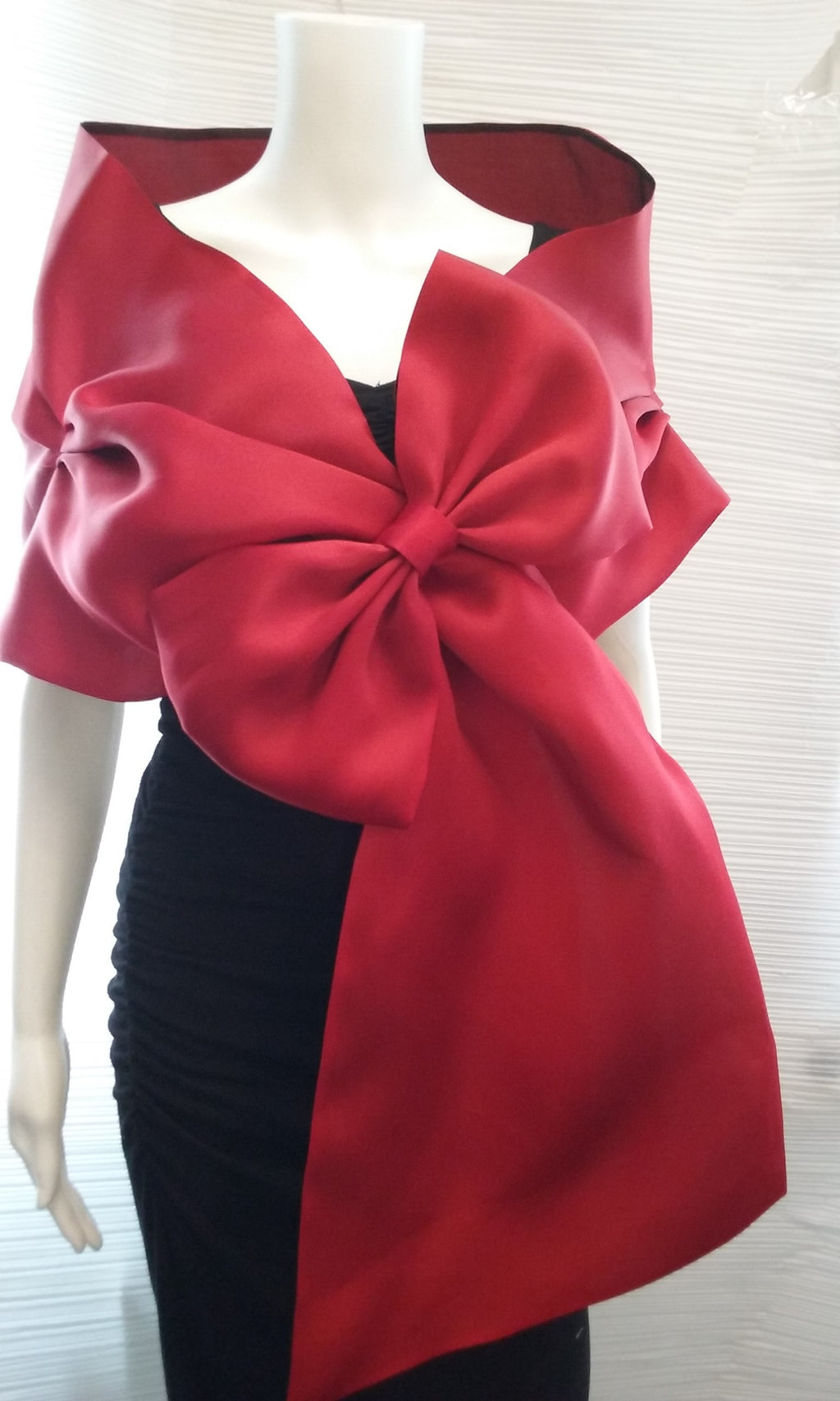 Red Evening Wrap With Bow