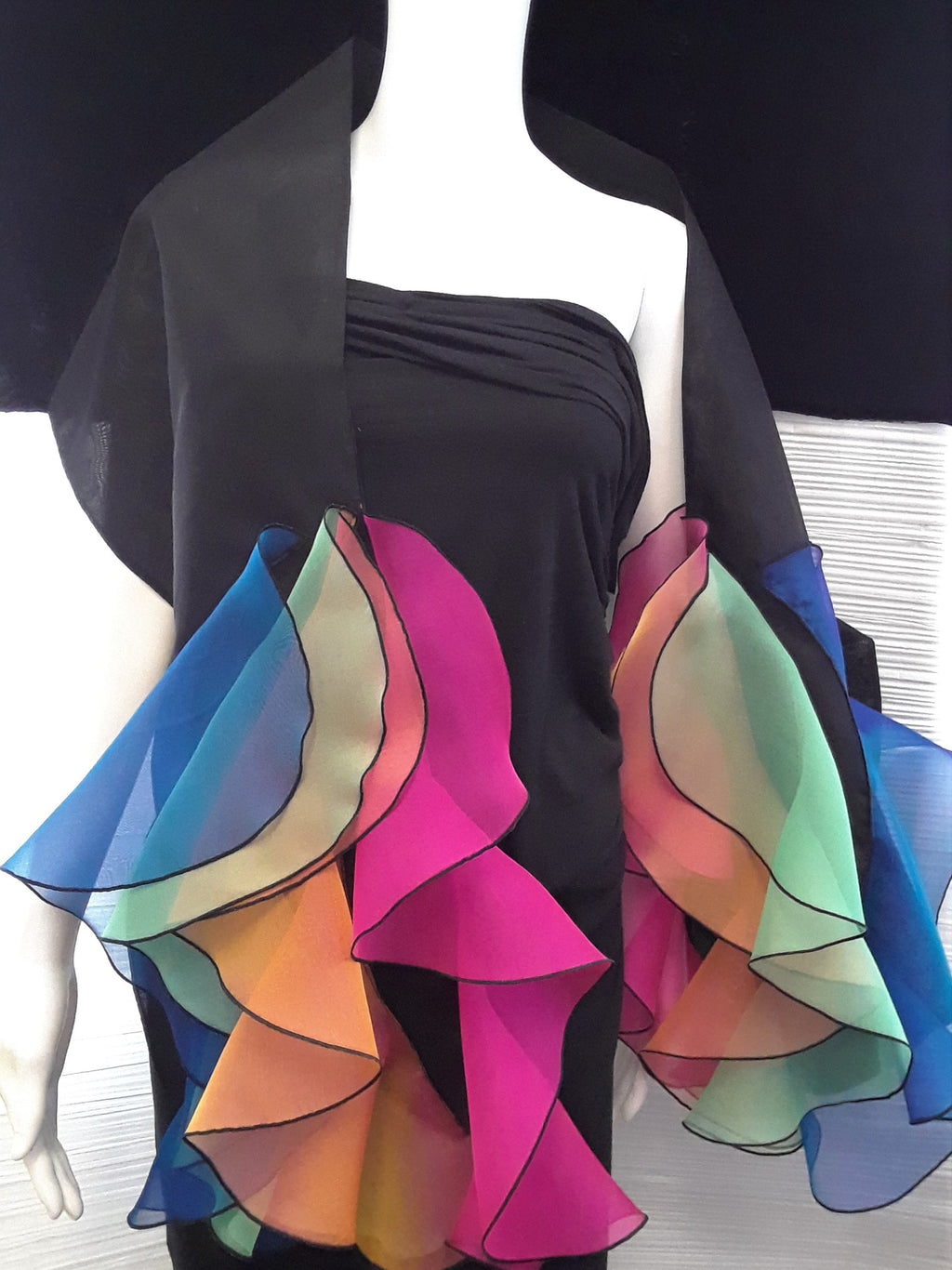 Organza Wrap with Multi Color Ruffles