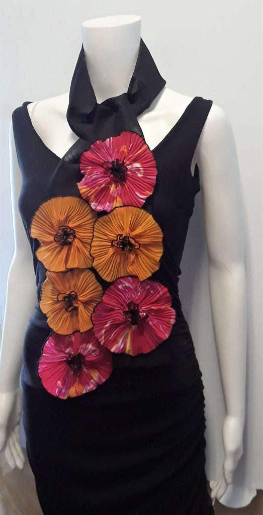 Scarf with Pleated Flowers