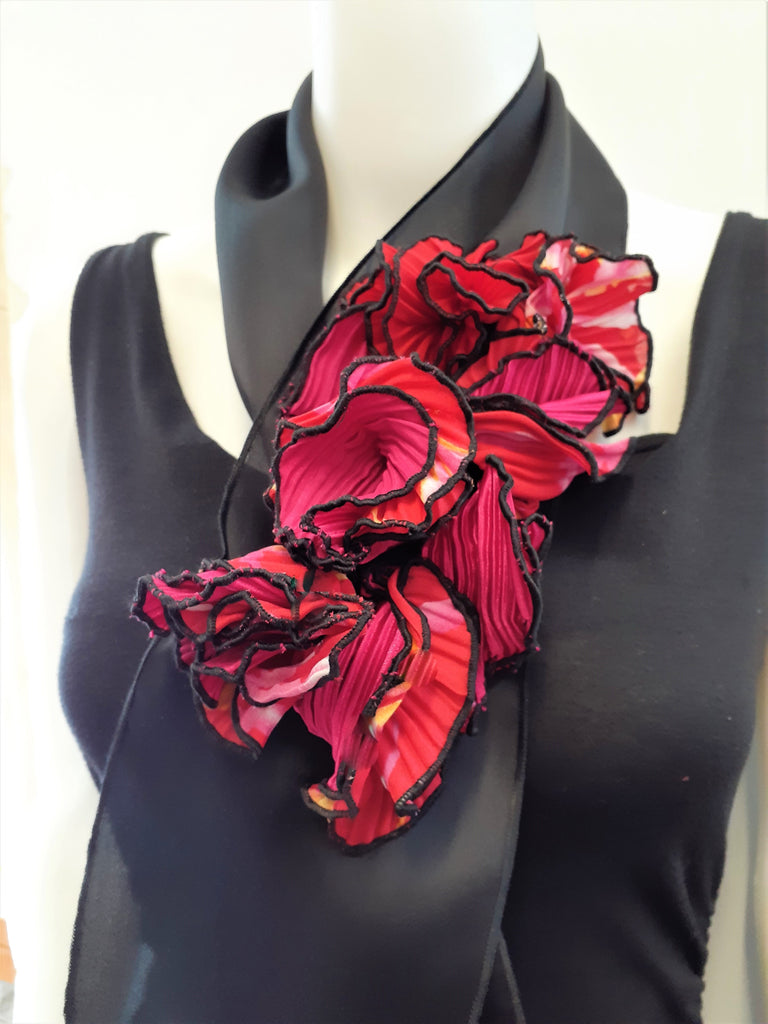 Scarf with Red Flowers