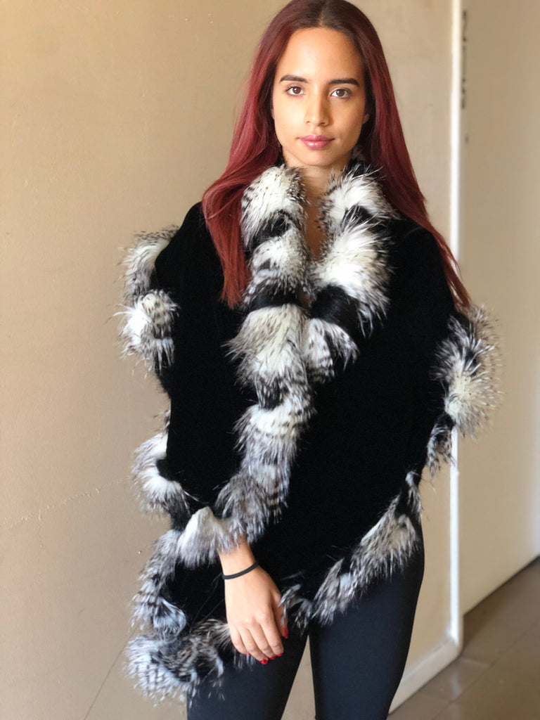 Velvet Wrap with Faux Fur