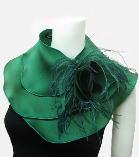 Silk Collar with Ostrich Feathers