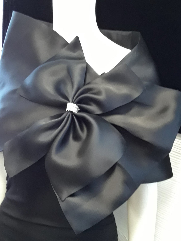 Black Evening Wrap with Bow