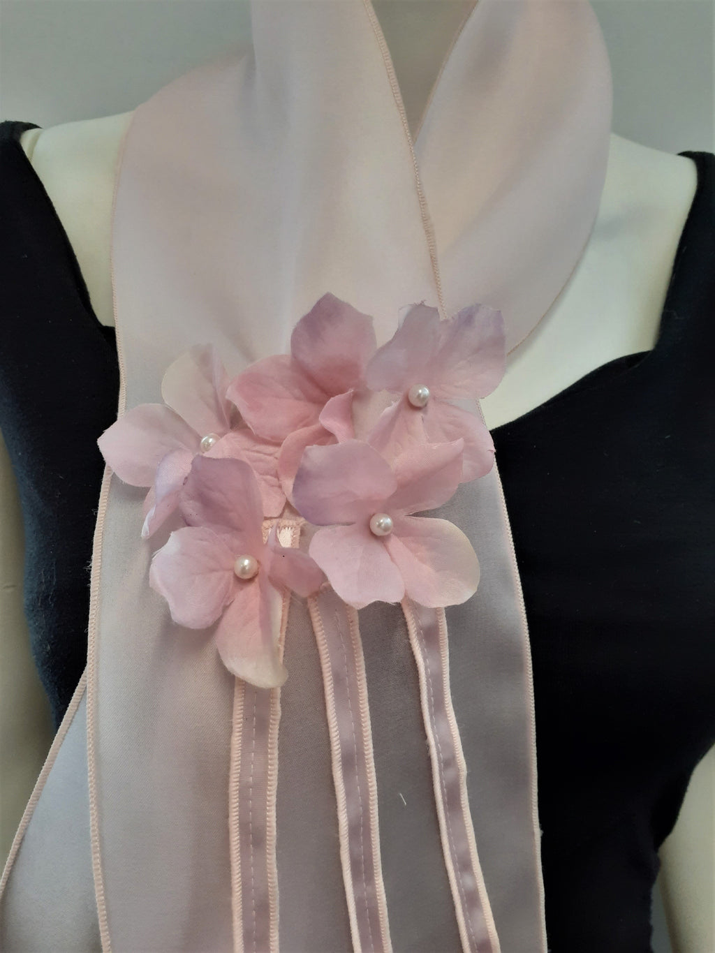 Pink Scarf with Flowers