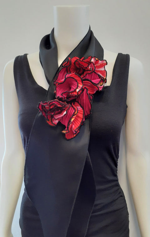 Scarf with Red Flowers