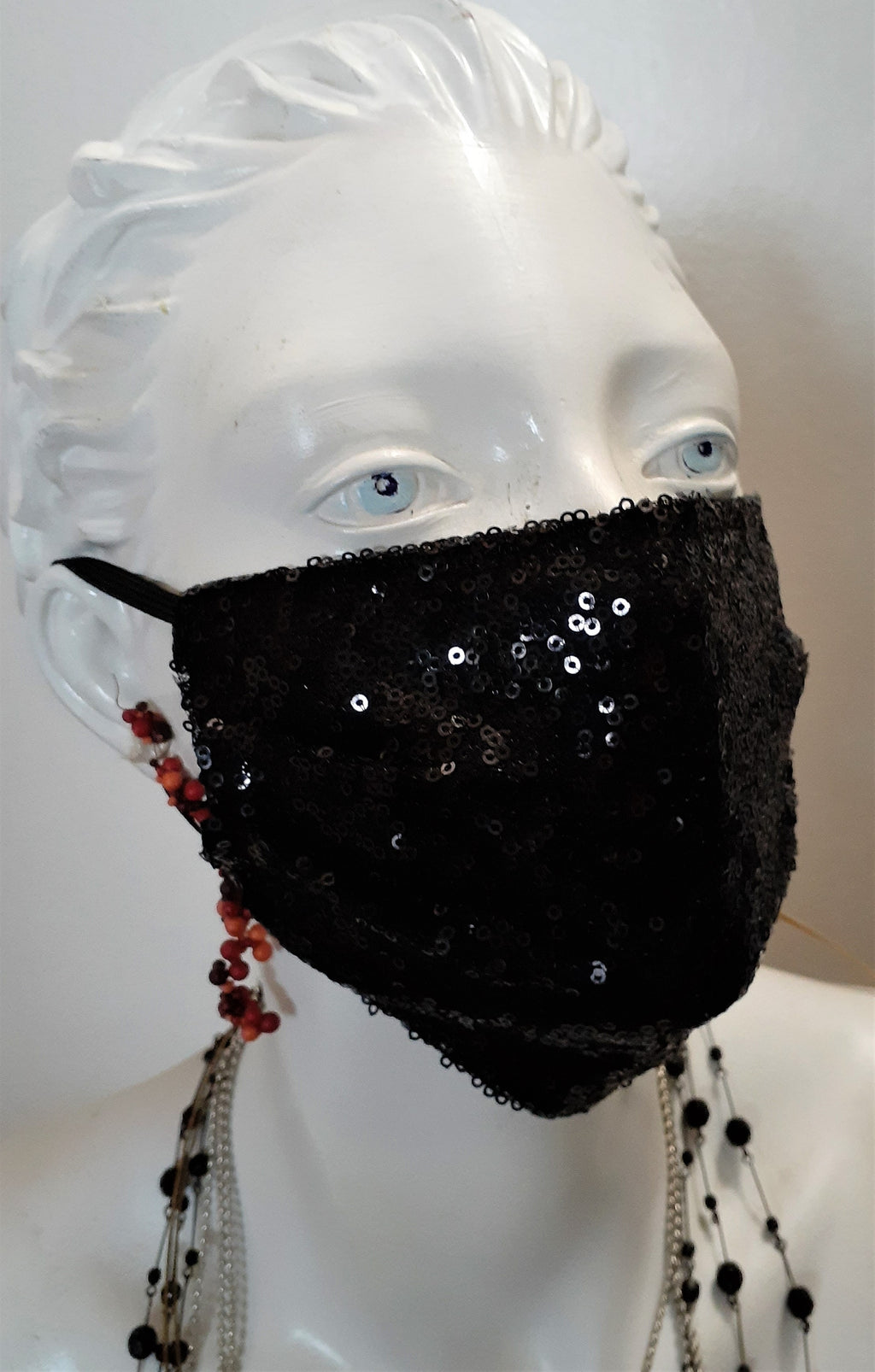 Black Sequined Face Cover