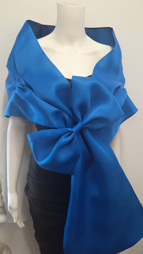 Blue Evening Wrap with Bow