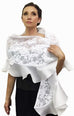 Bridal lace stole lined in silk organza with satin faced organza ruffle